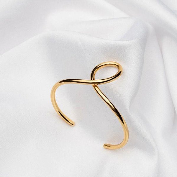 Bracelete Liso Tamanho Único Banhado a Ouro 18k