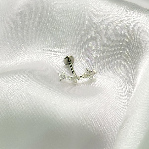 Piercing Tragus Flores Tamanho Único Prata 925