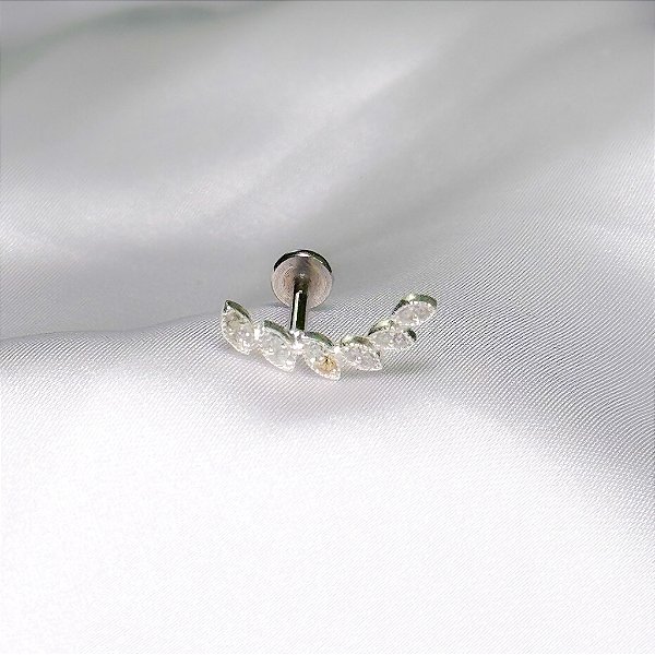 Piercing Tragus Folhas Tamanho Único Prata 925