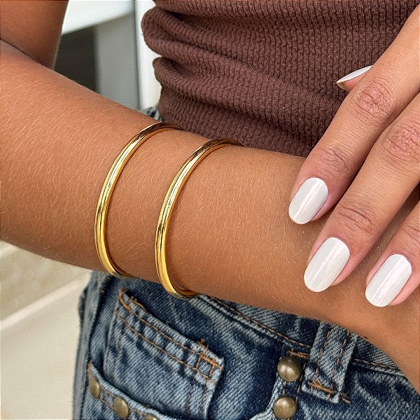 Bracelete Fio Duplo Tamanho Único Banhado a Ouro 18k