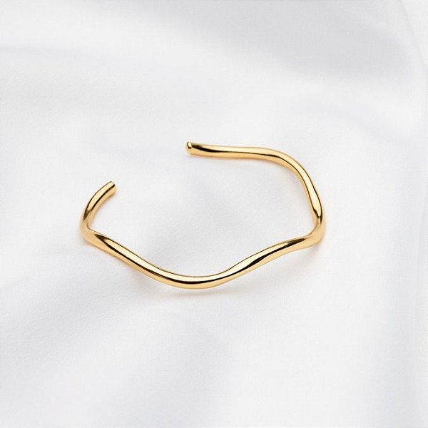 Bracelete Ondulado Tamanho Único Banhado a Ouro 18k
