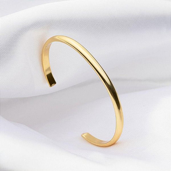 Bracelete Liso Tamanho Único Banhado a Ouro 18k