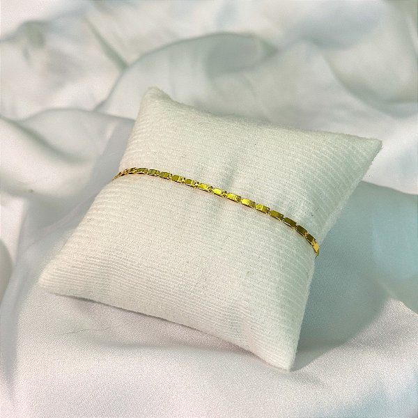 Pulseira Elos Retangular Tamanho Único Banhado a Ouro 18K