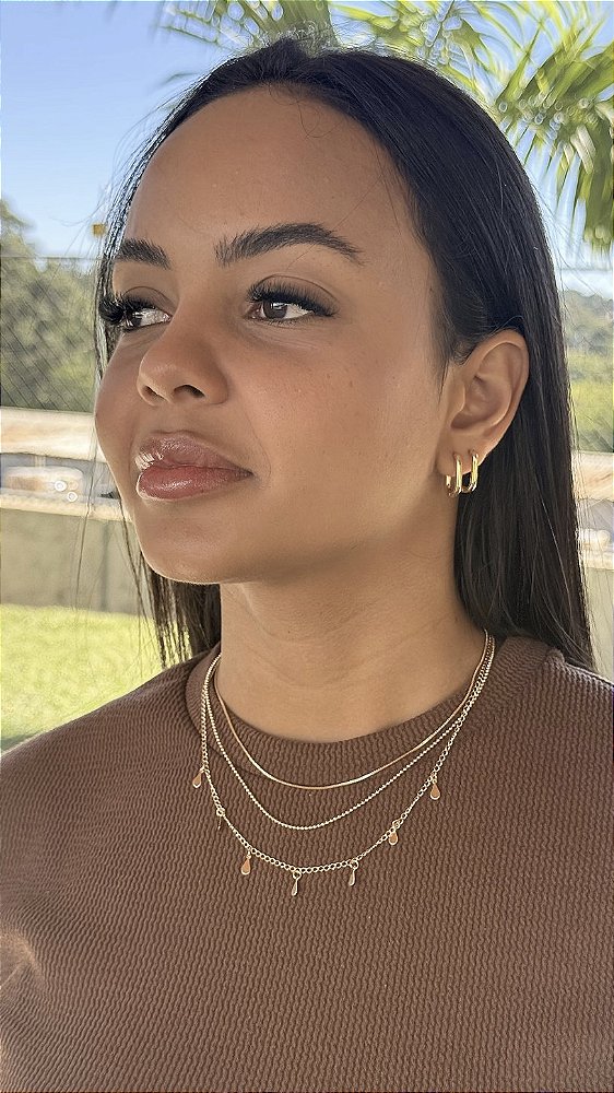 Colar Triplo Minimalista Banhado a Ouro 18k