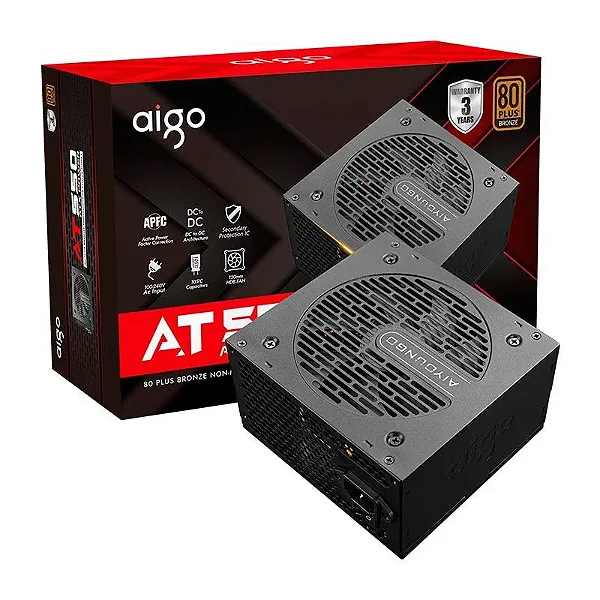 Fonte Aigo ATX 550W 80 Plus Bronze AT550 Preta