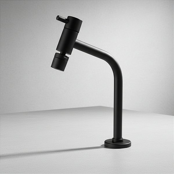 Dc-tf-6613p Torneira Banheiro Link Baixa Articulada 1/4 Volta Preto Fosco