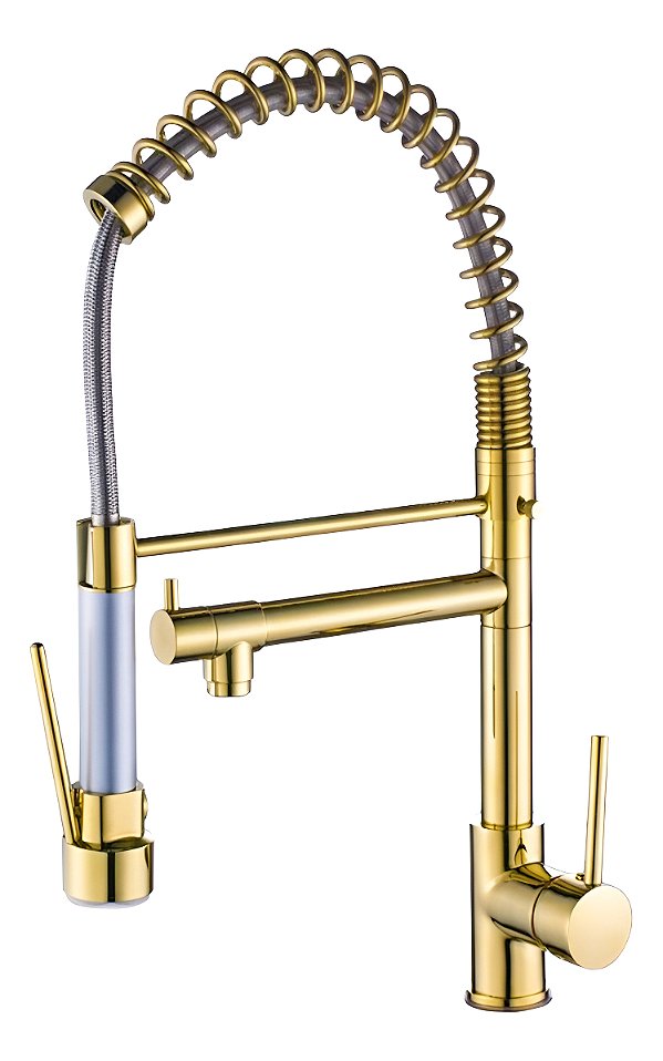 Dcan-1001asg Torneira Cozinha Monocomando Espiral 50 Dourado Gold