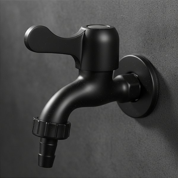 Dctf6705p Torneira Tanque Jardim Curta Em Metal E Abs Preto Fosco
