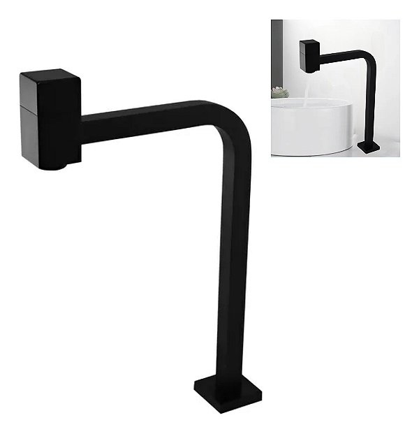 Mf1151 Torneira Link Quadrada 90º Alta Preto Fosco