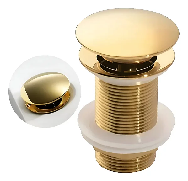 Válvula Click P/lavatório 7/8 Zamak Tampa Externa Dourado