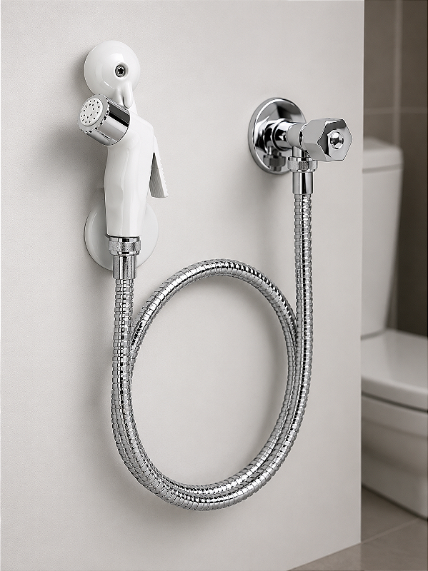 Ducha Higiênica Completa ABS Cromado 1/4 de Volta Branca