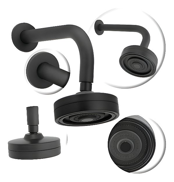 Zrzch019p Chuveiro Redondo Autolimpante Preto Fosco