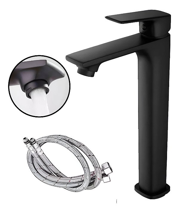 Zrzhd49011p Torneira Banheiro Monocomando Alta Preto Fosco