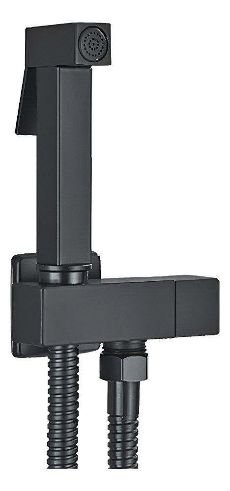 Zrzpq36pt Ducha Higienica Com Suporte Fixo Metal Preto Fosco