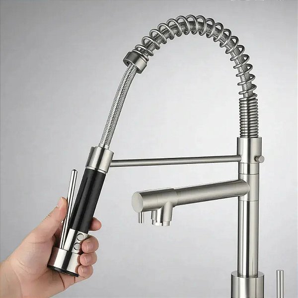 Torneira Cozinha Monocomando Gourmet Metal Inox Escovado