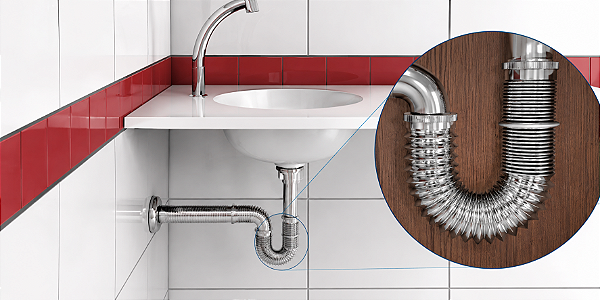 Sifão Sanfonado Universal Extensível 70cm Cromado