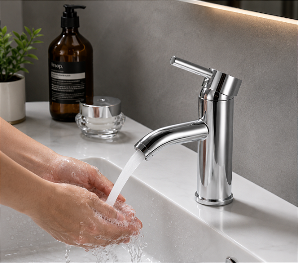Torneira Banheiro Monocomando Baixa Curta Metal Cromado
