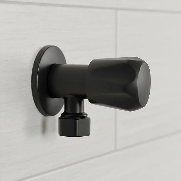 Registro Preto Para Ducha Higiênica Metal 1/4 De Volta