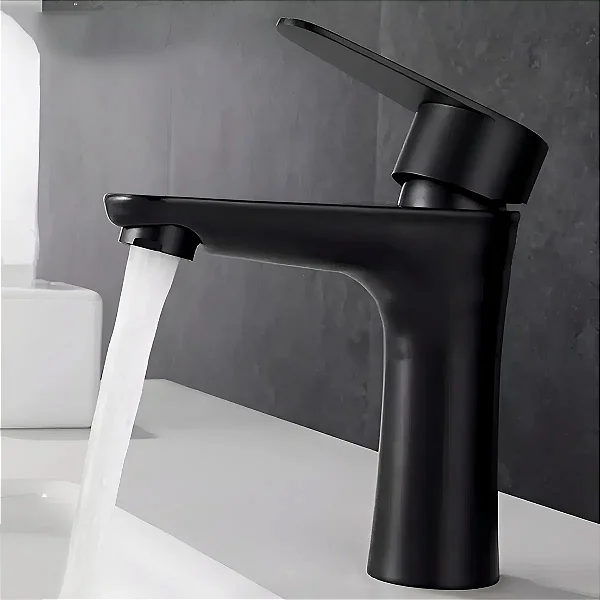 Torneira Banheiro Água Fria Inox Preto Fosco Baixa