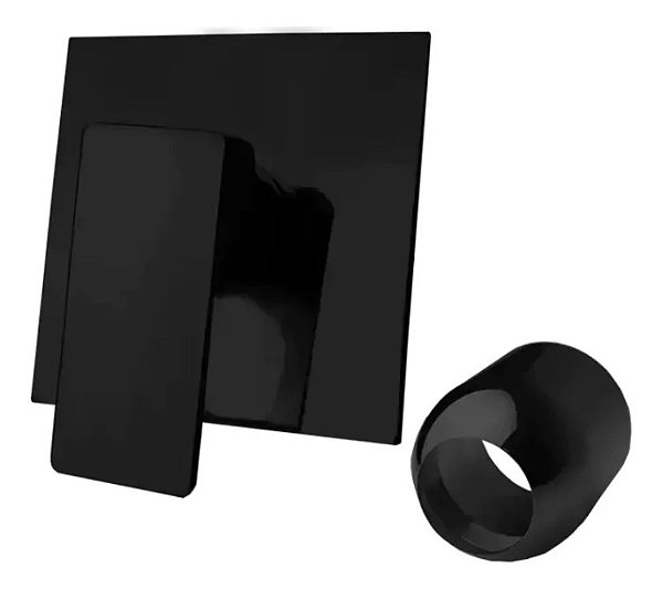 Acabamento Quadrado Preto Fosco para Registro Monocomando Base Deca