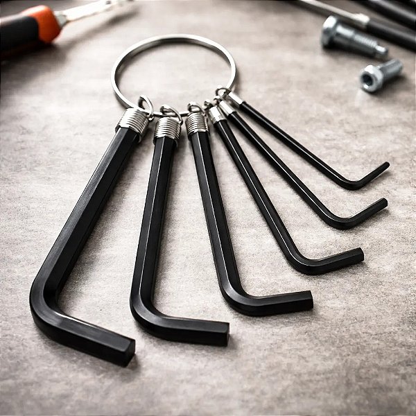 Kit Chaves Allen Hexagonal Curta com Argola 6 Peças