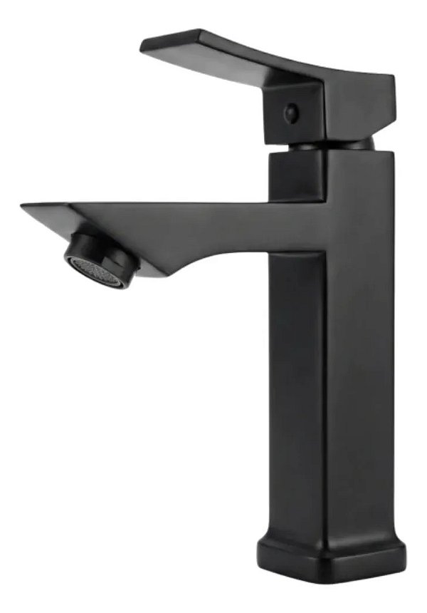 Torneira Banheiro Mesa Água Fria Quadrada Abs Preto