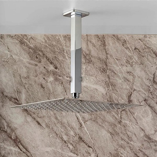 Ducha Chuveiro de Teto Quadrado Slim em Metal Cromado com Braço