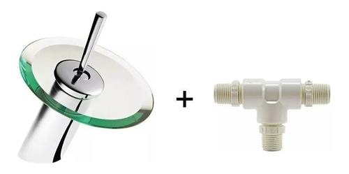 Torneira De Vidro Monocomando Cascata Baixa Com Adaptador Para Água Fria