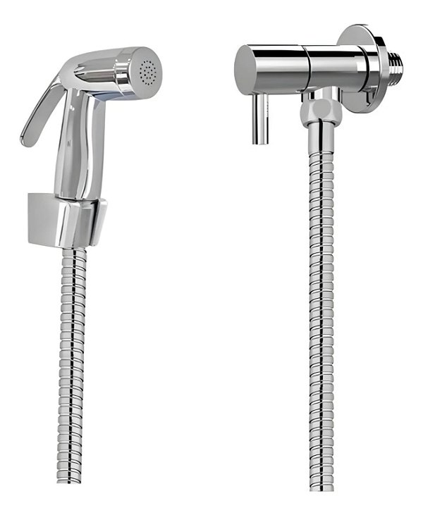 Ducha Higiênica Completa ABS Cromada com Registro 1/4 de Volta e Flexível 1,20m