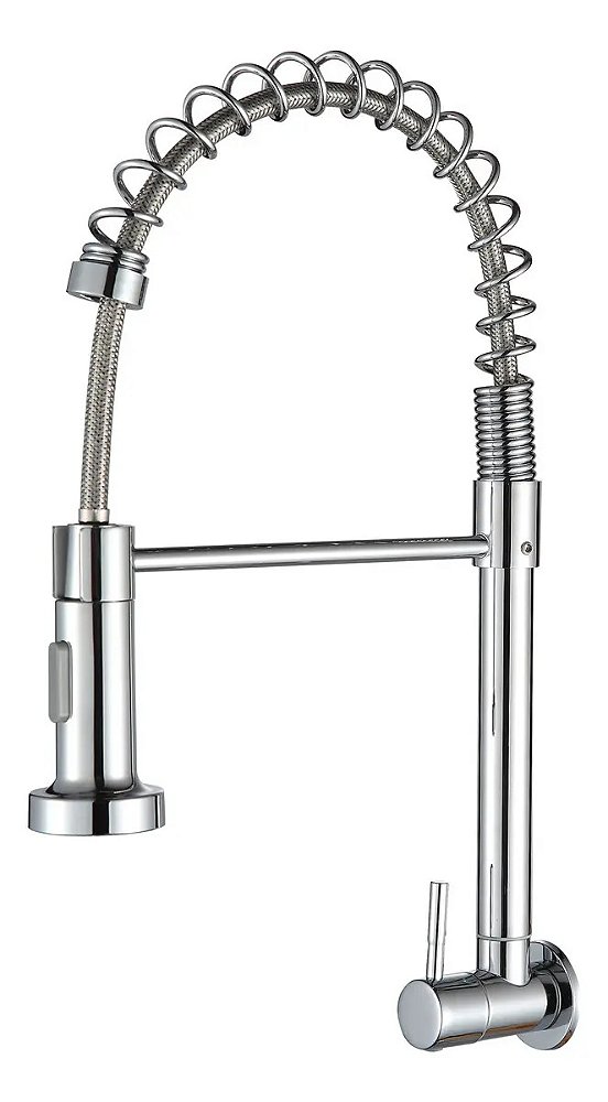 Torneira Cozinha Parede Espiral Inox Cromado