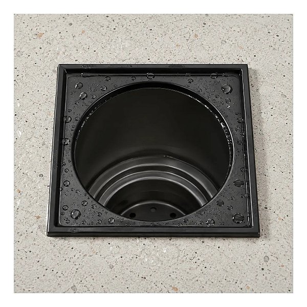 Ralo Porta Grelha Preto Fosco 10x10 Quadrado Aço Inox