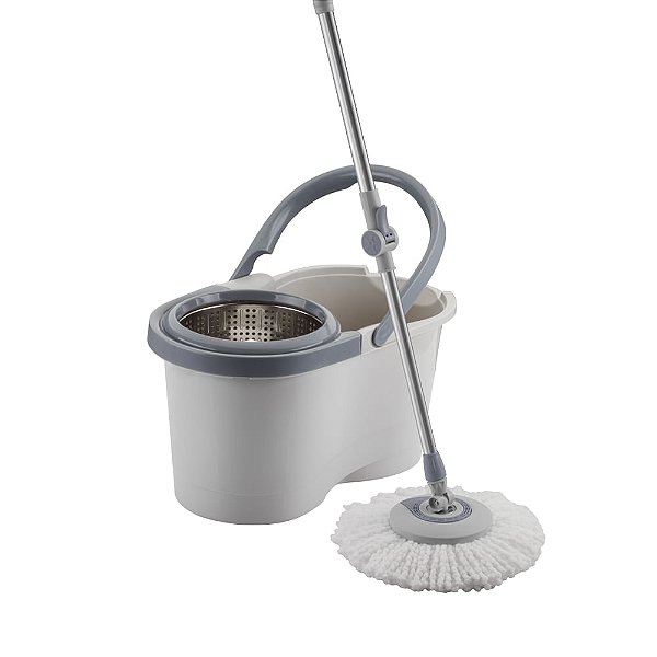 Mop Giratório Menalux com Cesto INOX e Refil Extra de Microfibra - Cód. A23072301 / MCML01 / 41046080 | SKU 101543