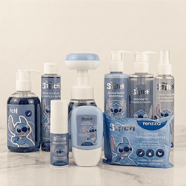Kit Completo Stitch - 9 itens - Skincare e Cuidado Corporal - Limpeza, Hidratação, Preparação de Pele