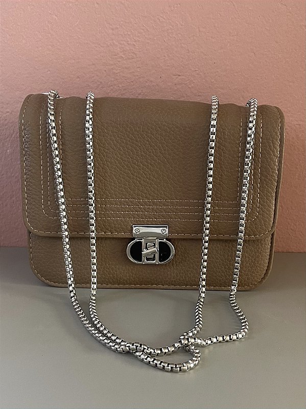 Bolsa Com Corrente Prata Marrom