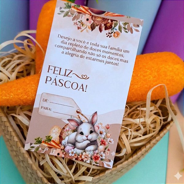 Kit Mini Cartão de Páscoa 3 9,5x5,5 cm Tag para Lembrancinhas 16 32 ou 48 Unidades Papel Fotográfico 230g Brilhante Ideal para Sacolas e Kits de Páscoa