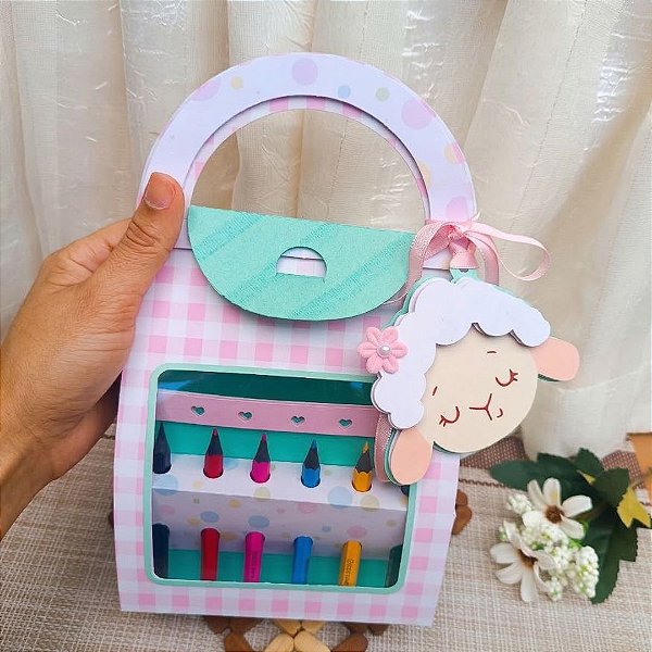 Bolsa de Páscoa com Kit de Colorir - Cordeirinho