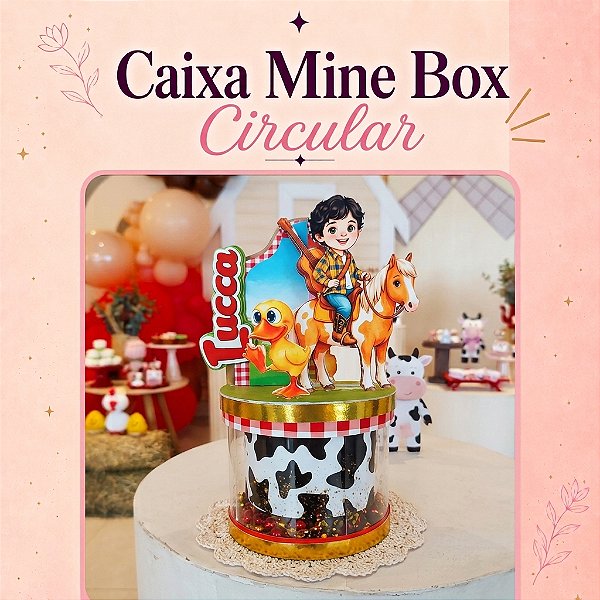 Kit Festa |Linha Diamante | Caixa Mine Box Circular | Lembrancinhas Personalizadas