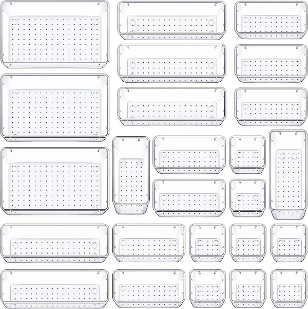 Conjunto de organizadores de gaveta clara divisores