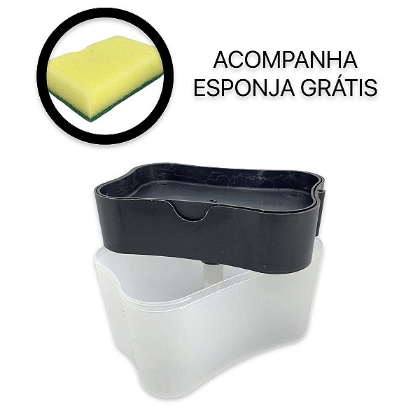 Dispenser Detergente 2 em 1 com Suporte Porta Bucha Esponja