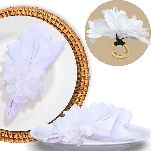 Porta Guardanapos Crisântemo Branco Neve