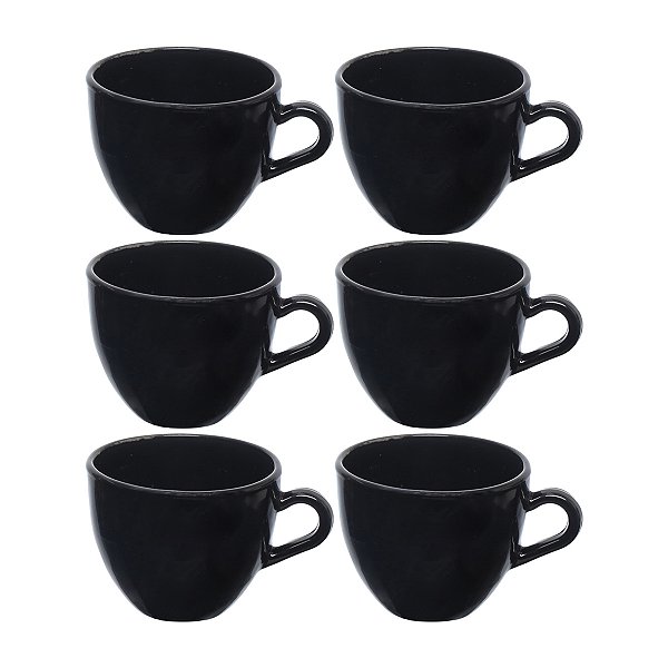 Canecas Café Dubai Preta 85ml 6 Peças
