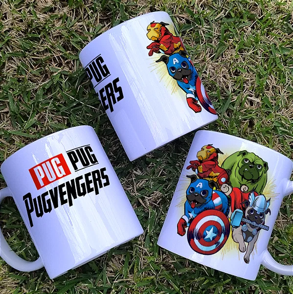 Caneca Pug Avengers Personalizada 325ml