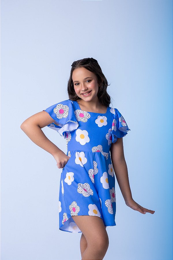 Macaquinho Bambolê Margaridas Blue