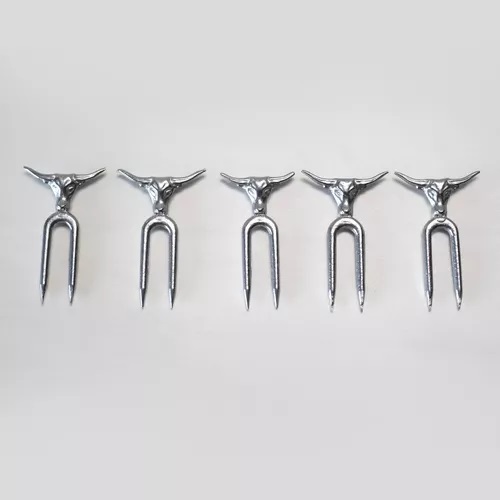 5 Garfinhos Para Petisco Em Alumínio Batido Com Cara De Boi