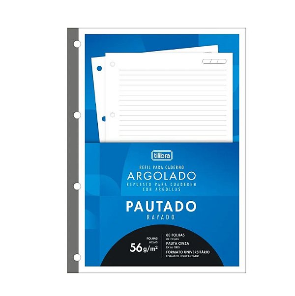 Refil Tiliflex P/ Caderno Argolado Universitário Pautado 56g 80 Folhas