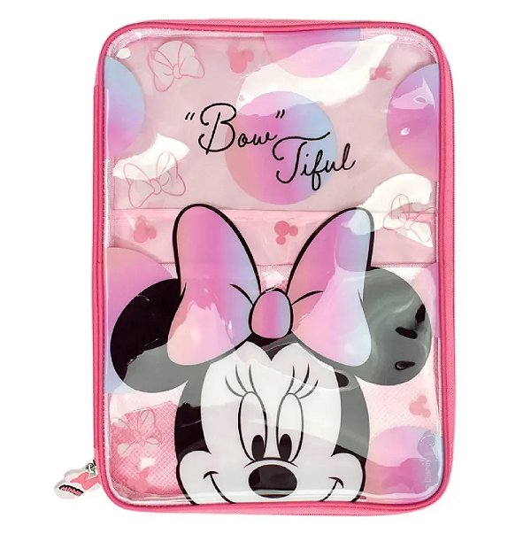 Pasta Universitária Com Zíper Disney Minnie Cor Rosa