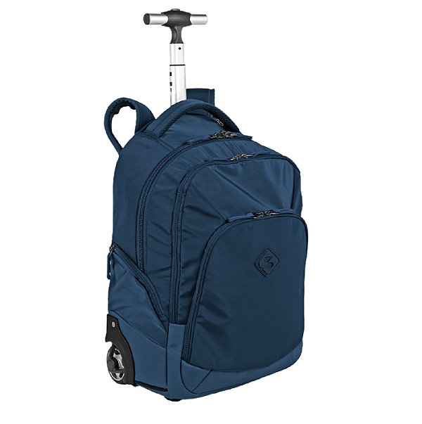 Mochila De Rodinhas 2 Compartimentos Sestini Rolling 2 Azul - Oceano