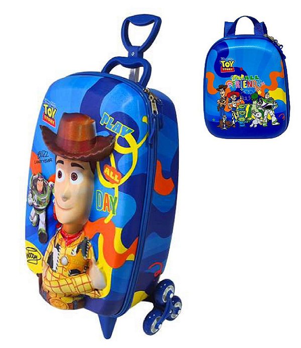 Mochila Escolar de Rodinhas Toy Story Woody 3D Maxtoy + Lancheira