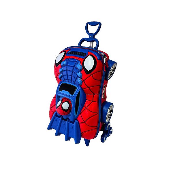 Mochila Escolar de Rodinhas Homem-Aranha Spidey Peter Carro 3D Maxtoy