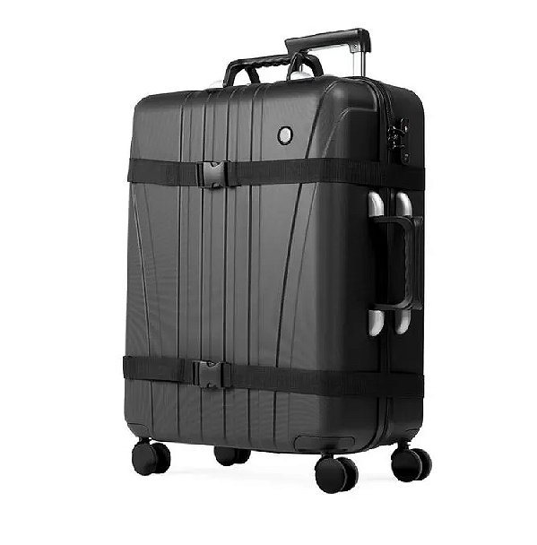 Mala para 12 Vinhos Média 23kg Policarbonato 4 Rodas Bagaggio Preta